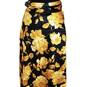 BRAND NEW CRUSHED VELVET FLORAL WRAP MAXI SKIRT